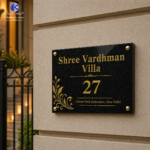 '*Customized Granite House Name Plate 9×12 Inch – Deep Engraved Black Stone Name Board with 24K Gold Finish | Weatherproof Outdoor Name Plate - Image 6