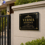 customized granite house name plate 12x15 inch with deep engraving and 24k gold finish outdoor name board