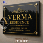 ,*Customized Granite House Name Plate 12x15 Inch – Deep Engraved Black Stone Name Board with 24K Gold Finish | Weatherproof Outdoor Name Plate - Image 2