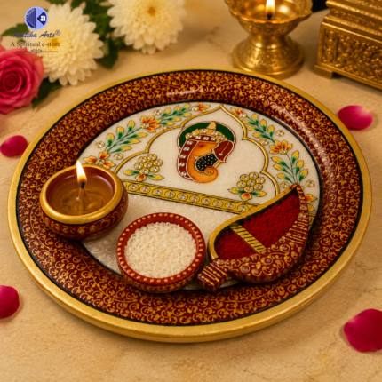 Makrana marble puja arti thali set 9 inch