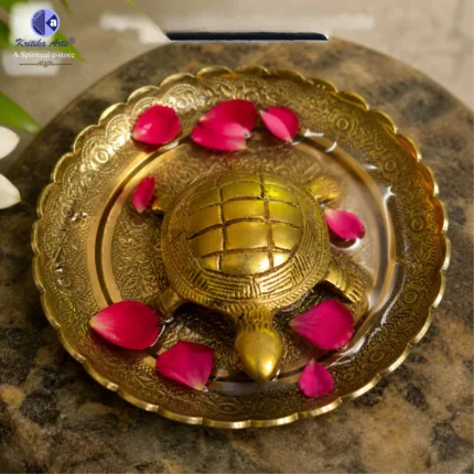 Brass tortoise with plate vastu feng shui product