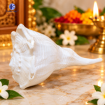 Original Dakshinavarti Natural Shankh White Valampuri Conch Shell for Mahalaxmi Puja, Diwali Worship, Vastu, Prosperity, and Spiritual Rituals