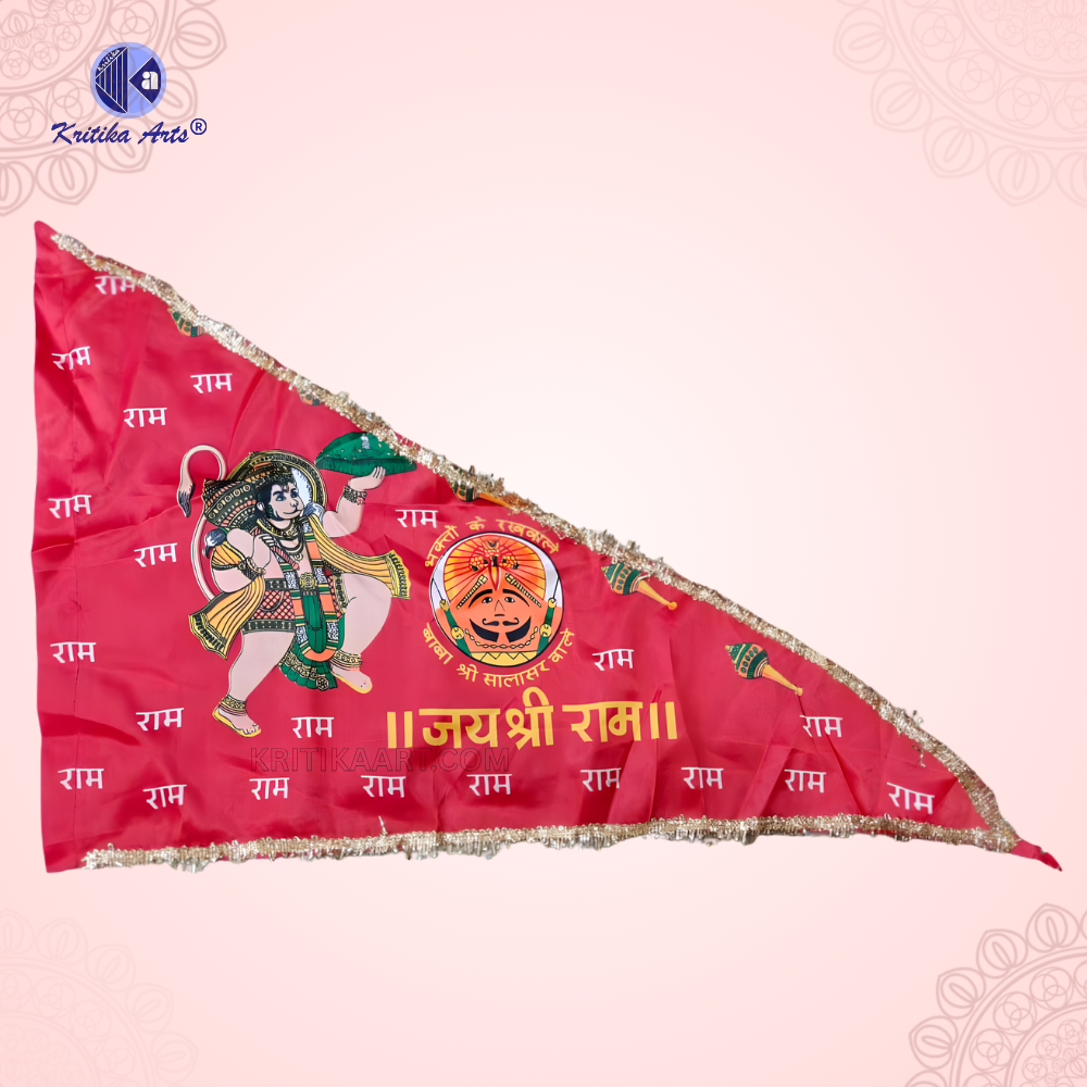 JHANDA1 Hanuman Ji Flag 10 Pcs Pack | Satin Cloth Bajrangbali Jhanda | Red/Orange | Multiple Sizes Available - Image 1