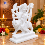 Pure White Marble Maa Durga Murti – Italian Alabaster Stone Statue for Home Temple & Navratri Pooja - Image 2