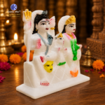 ,Pure White Italian Alabaster Gauri Shanker Murti | Premium Marble Shiv Parivar Statue for Home Temple | Handmade White Marble Gauri Shankar Idol | 5 Inch - Image 3