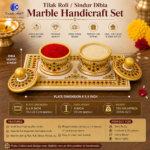 Tilak Roli Sindur Dibia Marble Handicraft Set – 2 Container Sindoordani | Pure Makrana Marble | Hand Painted Meenakari Work | Pooja & Gift Set - Image 2