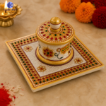 Makrana marble sindoor dibia handcrafted tilak box
