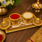 Tilak Roli Sindur Dibia Marble Handicraft Set – 2 Container Sindoordani | Pure Makrana Marble | Hand Painted Meenakari Work | Pooja & Gift Set - Image 3