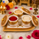 Makrana marble tilak roli sindoor dibia set 3 pieces