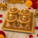 Handcrafted marble tilak roli box set with base plate