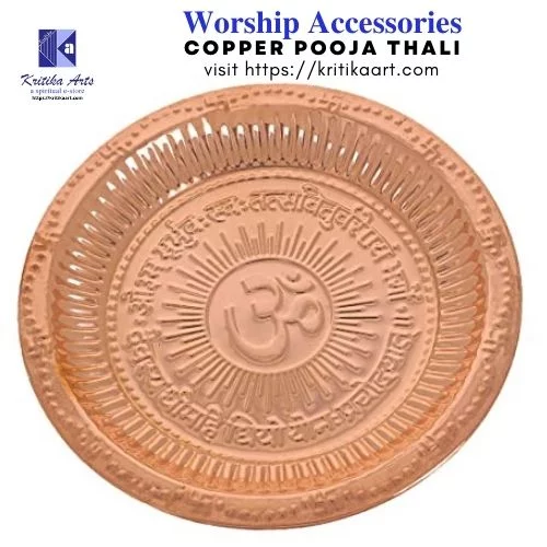 ,Copper Om Pooja Plate / Pooja Thali | Pure Copper Engraved Om Design Worship Plate – Kritika Arts® - Image 2