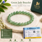 Green Jade 8mm Quartz Bracelet | Lab Certified Natural Healing Crystal Bracelet for Men & Women