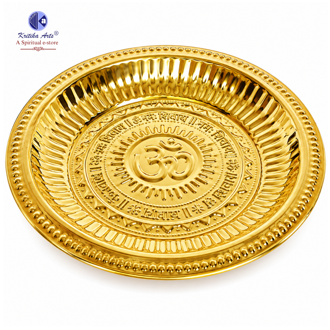 Om Pooja Plate for Rituals Brass Om Pooja Plate for Rituals