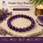 Lab Certified Purple Onyx Quartz Bracelet | Natural Healing Crystal Bracelet for Men & Women - Image 2