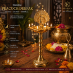 ,*Premium Brass Peacock Deepak Stand | Morkiran Diya | Panch Deep Brass Lamp for Puja, Inauguration & Aarti (15", 18", 24") - Image 4
