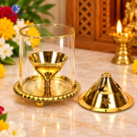 ,Akhand Jyot Deepak for Home with Borosilicate Glass Cover | Pure Brass Akhand Diya | Long Time Burning Oil Lamp - Image 3