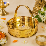 ,*Brass Pooja Dalia / Dolchi Flower Basket with Handle – Available in Two Sizes - Image 2