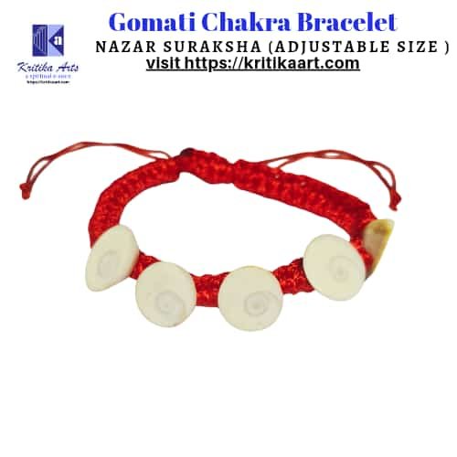 Eshopitude Gomti chakra 5 Mukhi Rudraksha Beads Gold Plated Brass chain  Adjustable Size Bracelet Rakhi Band