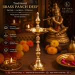 Traditional Brass Panch Deep 13 Inch | 5-Wick Brass Diya Stand for Pooja, Inauguration & Temple Use - Image 2