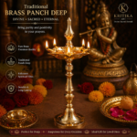 Traditional Brass Panch Deep 13 Inch | 5-Wick Brass Diya Stand for Pooja, Inauguration & Temple Use - Image 3