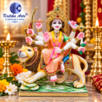 ,*Maa Durga Idol Sculpture – 9 Inch White Hybrid Polymarble Murti with Gold Traditional Painting - Image 5