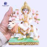 White Polyresin Maa Durga Idol Sculpture with Gold Finish