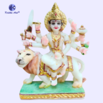 ,*Maa Durga Idol Sculpture 6 inch – White Polyresin Hybrid Marble Statue for Home & Office Pooja - Image 4