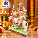 ,*Maa Durga Idol Sculpture small size 6 inch – White Polyresin Hybrid Marble Statue for Home & Office Pooja - Image 4