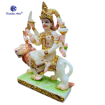 White Polyresin Maa Durga Idol Sculpture with Gold Finish