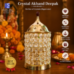 Crystal brass akhand jyot diya with premium crystals for puja and temple use