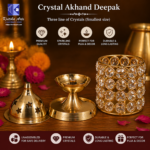 ,*Crystal Brass Akhand Jyot Diya | Vintage Crystal Aura Deepak for Puja & Home Temple | Premium Brass Diya with Sparkling Crystals (5–9 Inch Sizes) - Image 3