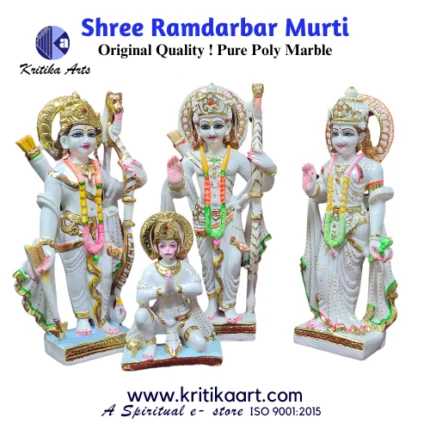 Ram Darbar Idol 14 Inch Hybrid Poly Marble Hand Painted Murti by Kritika Arts