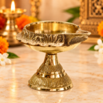 Pure Brass Kuber Deepak Diya with Stand – 3 Inch