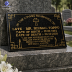 Black Granite Memorial Plaque 12x18 Inch – Deep Engraved Graveyard Stone with 24ct Gold Fill - Image 4