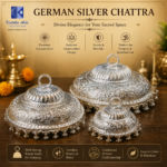 German Silver White Metal Deity Chatra (Chhatra) for Temple & God Idol | Handcrafted Chatra with Ghunghroo Bells | 12, 14, 16 & 18 Inch - Image 4
