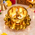 ,*Pure Brass Akhand Jyot Diya | Adjustable Bati & Glass Cover - Image 5