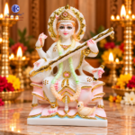 ,*Poly Marble Ganesh Laxmi Saraswati Idol Set 9 Inch for Diwali Puja - Image 4