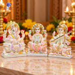 Poly Marble Ganesh Laxmi Saraswati Idol Set