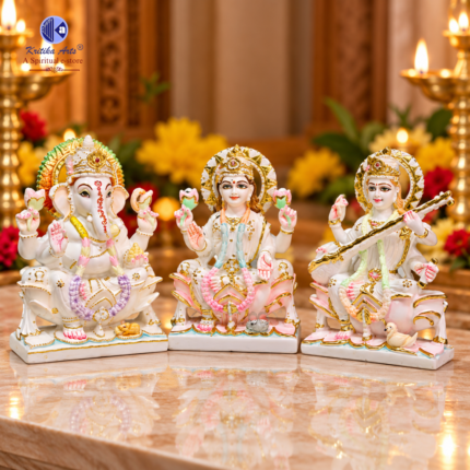 Poly Marble Ganesh Laxmi Saraswati Idol Set