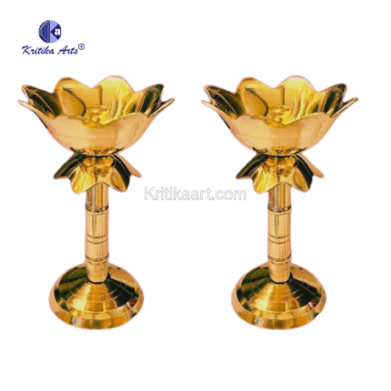 Pure Brass Lotus Diya (Kamal Deepak) for Diwali Puja and Home Decoration