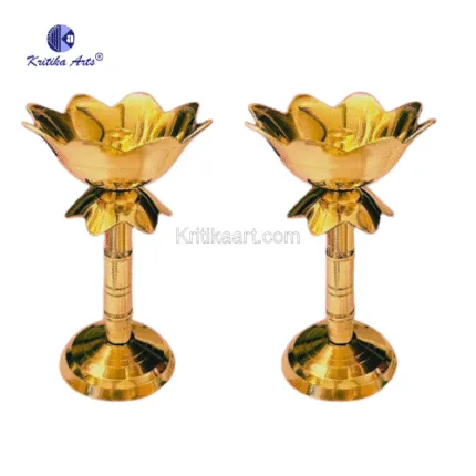 Pure Brass Lotus Diya (Kamal Deepak) for Diwali Puja and Home Decoration