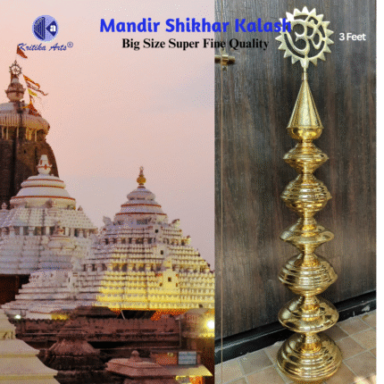 3 feet pure brass mandir shikhar kalash with trishul – heavy duty 7 kalash temple gumbad by Kritika Arts