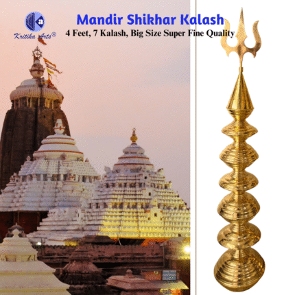 “4 Feet Brass Mandir Shikhar Kalash with Trishul – Rustproof Temple Dome Top”
