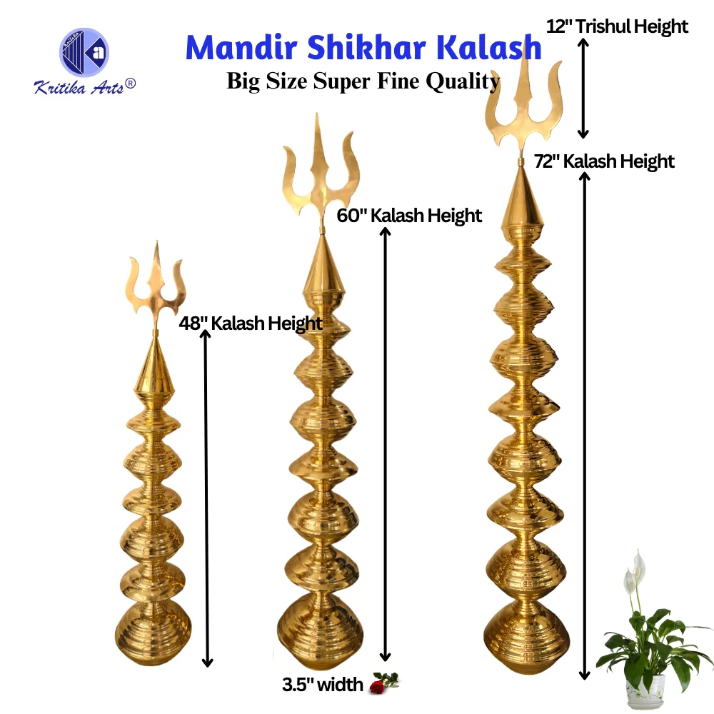 “6 Feet Heavy Duty Brass Mandir Shikhar Kalash – 9 Step Temple Top by Kritika Arts®”