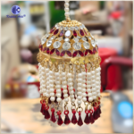 Small Mata Chattra Mukut with Pearl Latkan – Gold Decorative Crown for Durga Maa Idol