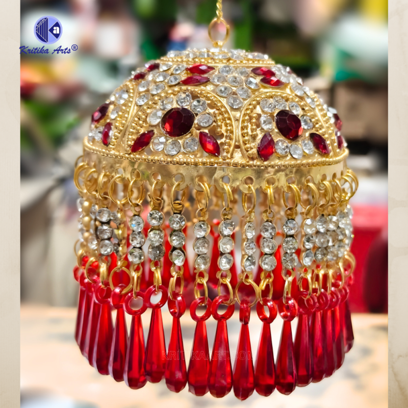 Mata Chattra with Red Crystal Latkan for durga idol with red crystal latkan