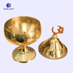 ,Apple Shape Akhand Diya with Stand – Pure Brass Akhand Deepak for Home & Temple - Image 2