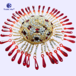 Mata Chattra with Red Crystal Latkan – Decorative Mukut / Chhatra for Durga Idol & Mandir