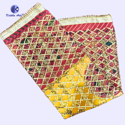 Peelia Odhani Mata Ki Chunari 40x72 inch Rajasthani Gota Patti Work Cotton Chunri for Navratri and Rani Sati Dadi