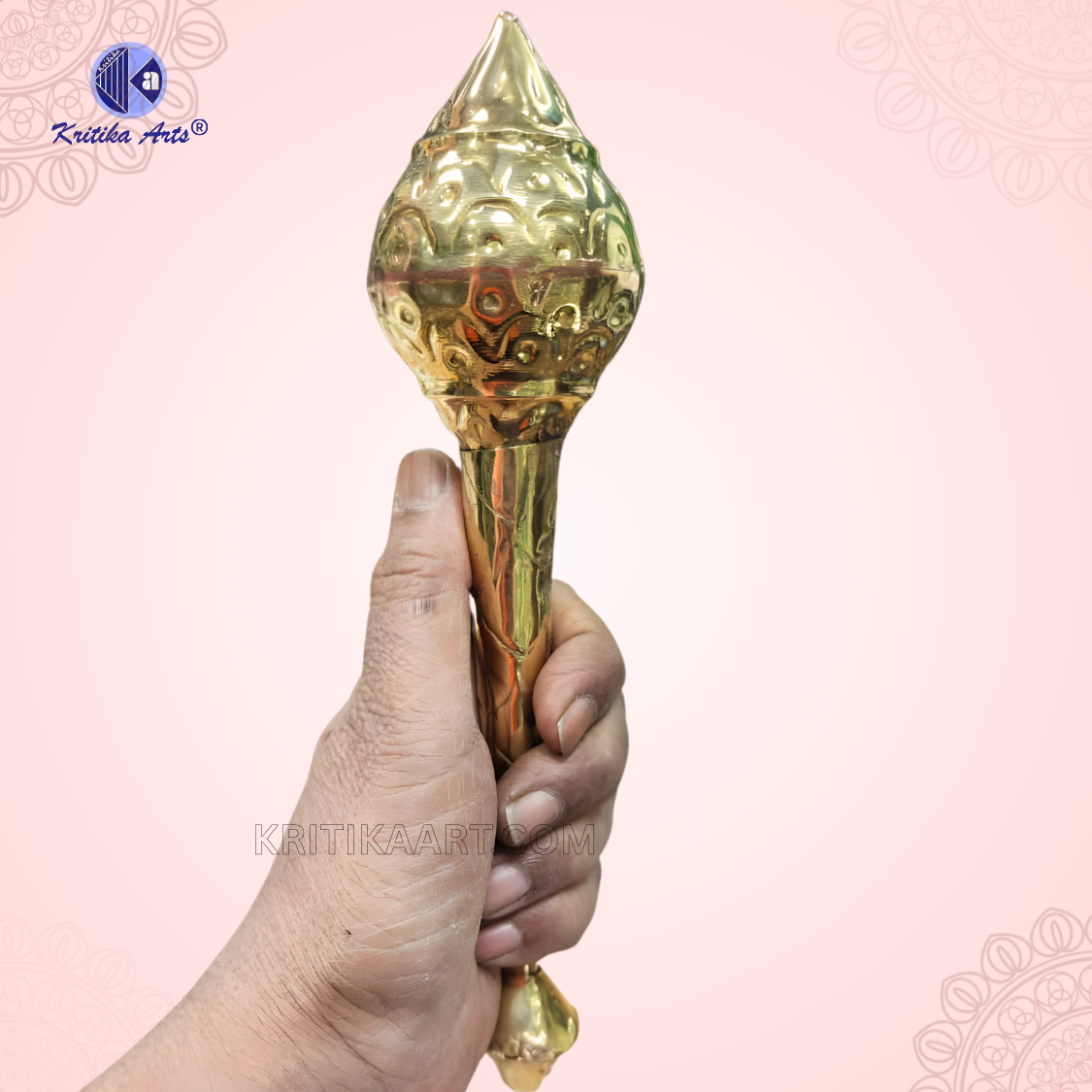 Hanuman Ji Gada 10 Inch | Small Brass Gada for Murti | Bajrangbali Gada for Mandir | Kritika Arts hanuman ji gada 10 inch small size